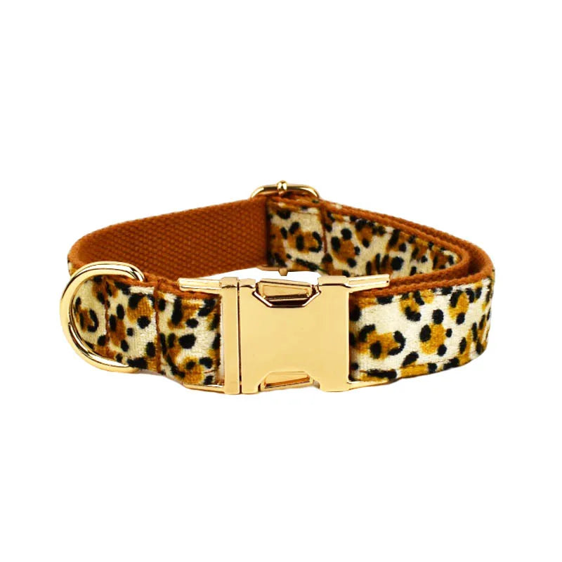 Leopard Print Dog Collar Set