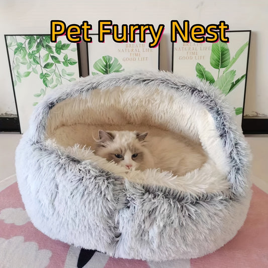 Cozy Covered Cat Dog Bed