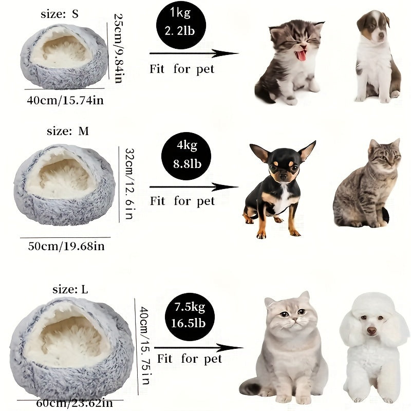 Cozy Covered Cat Dog Bed