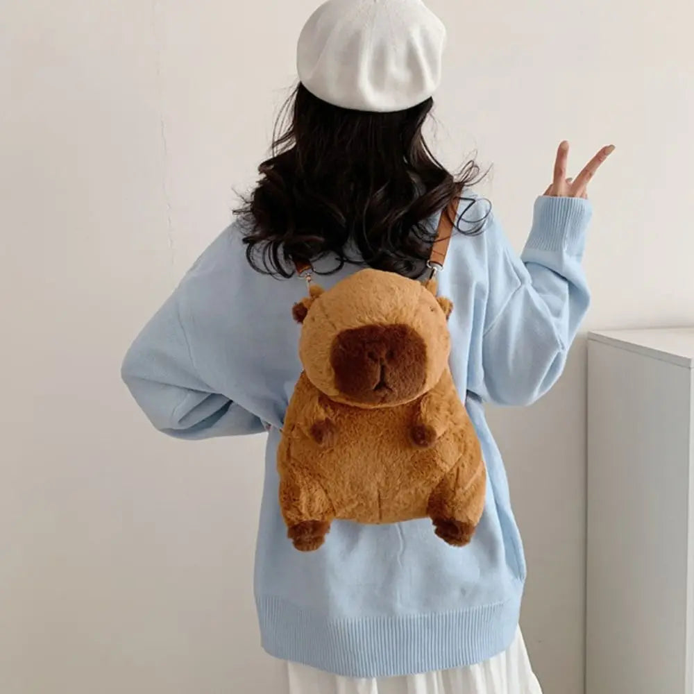 Plush Capybara Backpack Bag