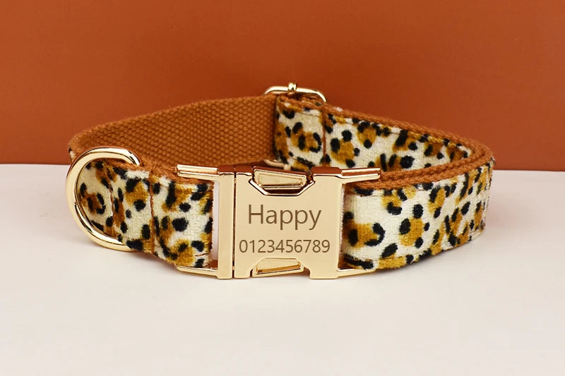 Leopard Print Dog Collar Set