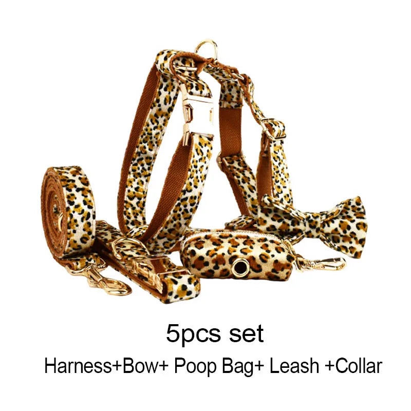 Leopard Print Dog Collar Set