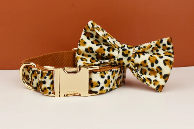Leopard Print Dog Collar Set