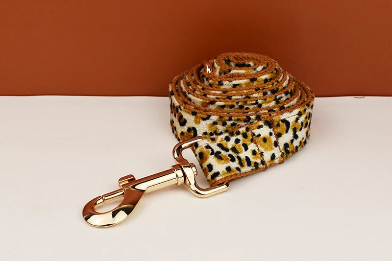 Leopard Print Dog Collar Set