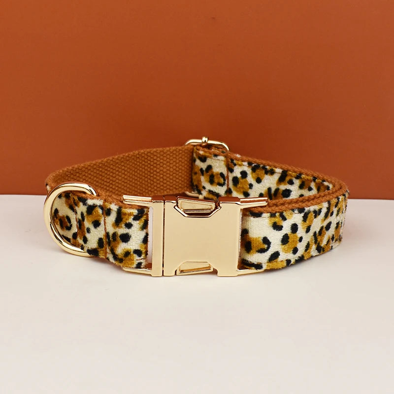Leopard Print Dog Collar Set