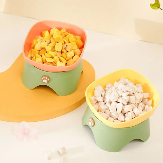 Tilted Raised Cat Food Bowl