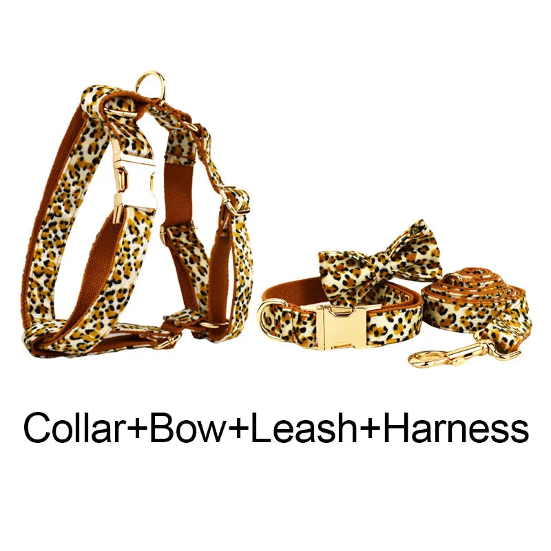 Leopard Print Dog Collar Set