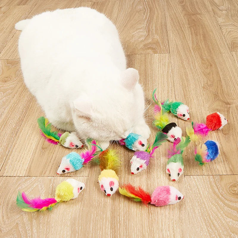 Feather Mouse Cat Toy Set