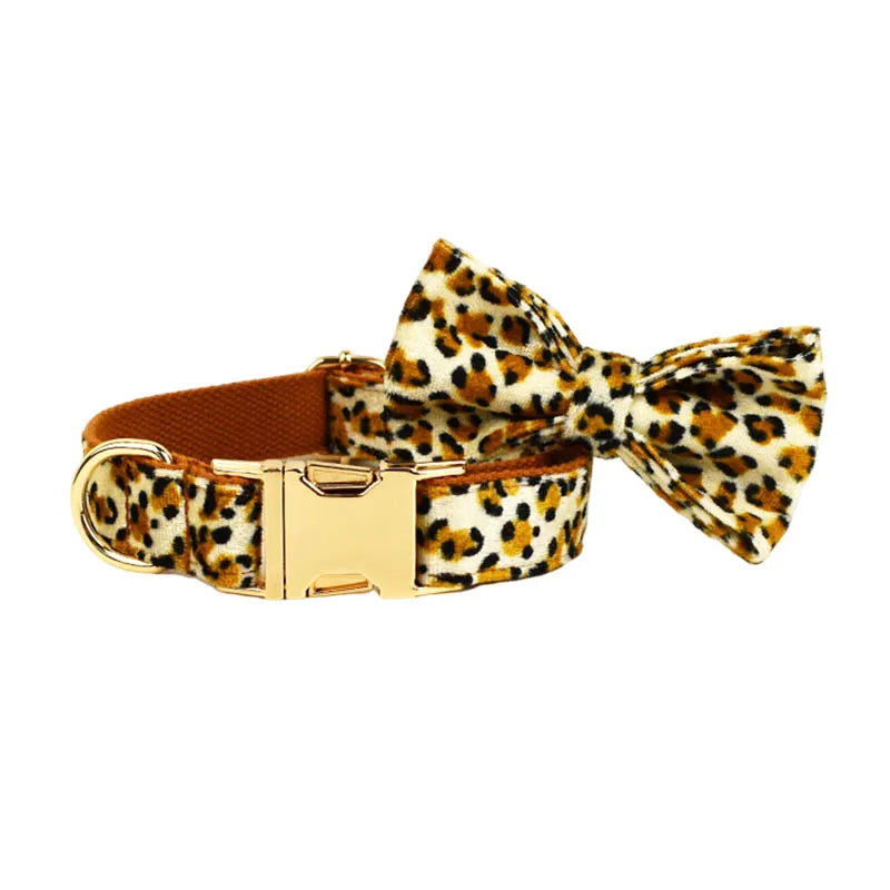 Leopard Print Dog Collar Set