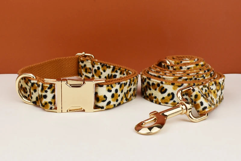 Leopard Print Dog Collar Set