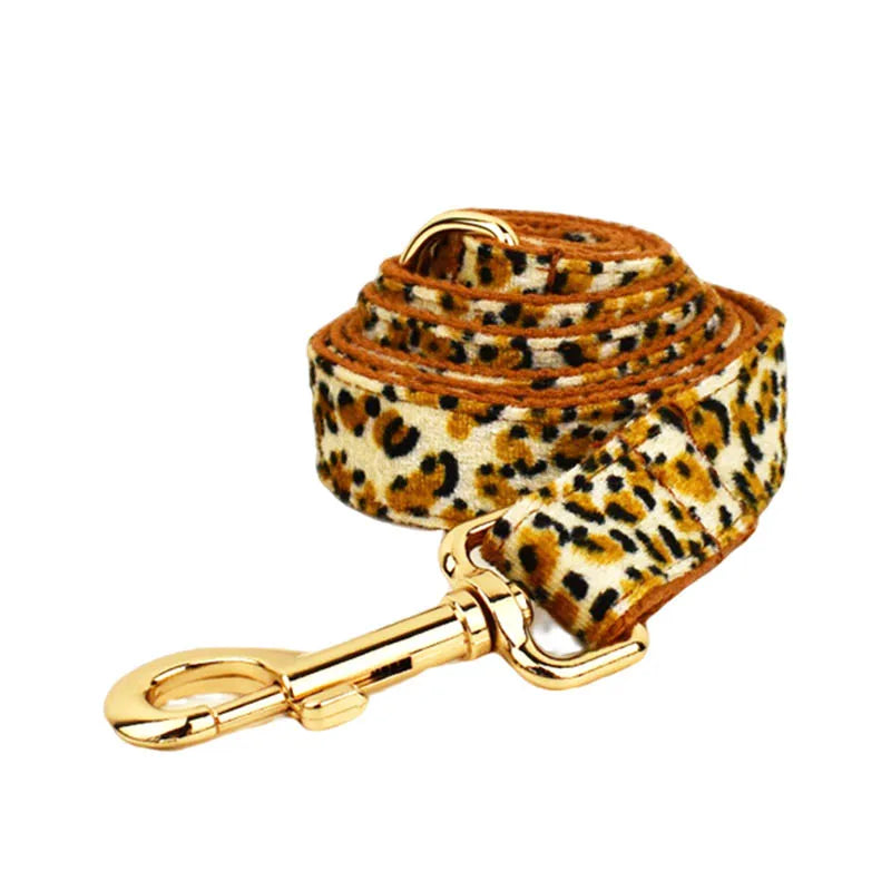 Leopard Print Dog Collar Set