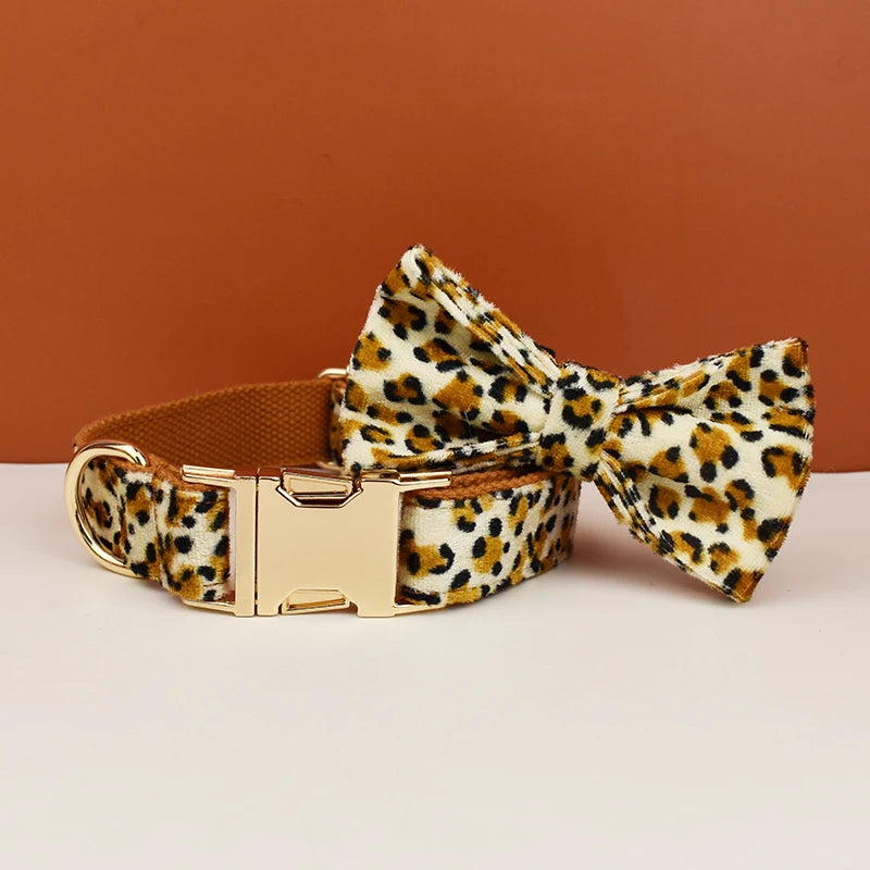 Leopard Print Dog Collar Set