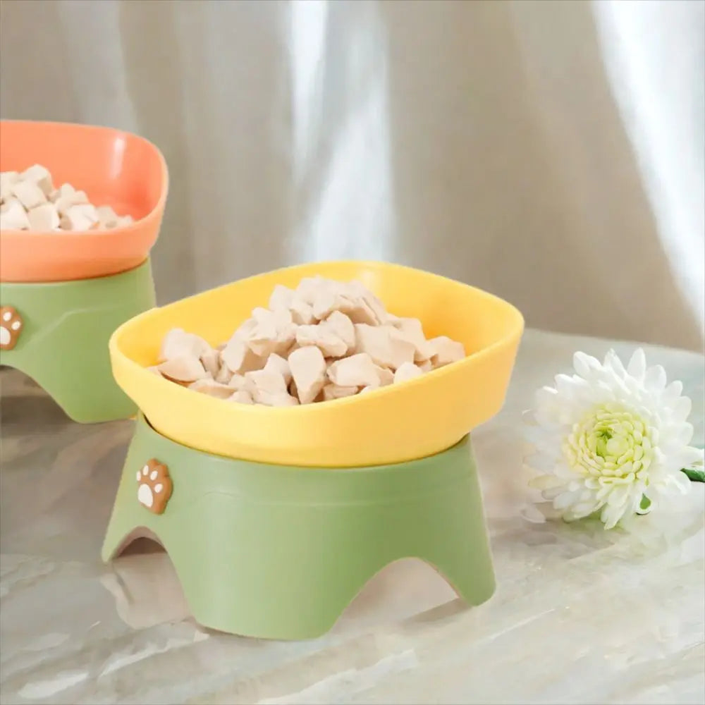 Tilted Raised Cat Food Bowl
