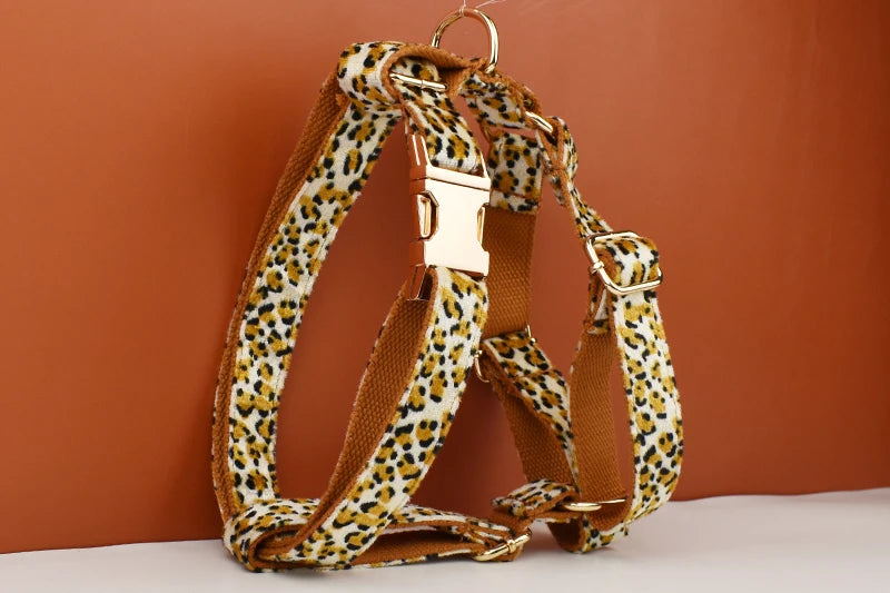 Leopard Print Dog Collar Set